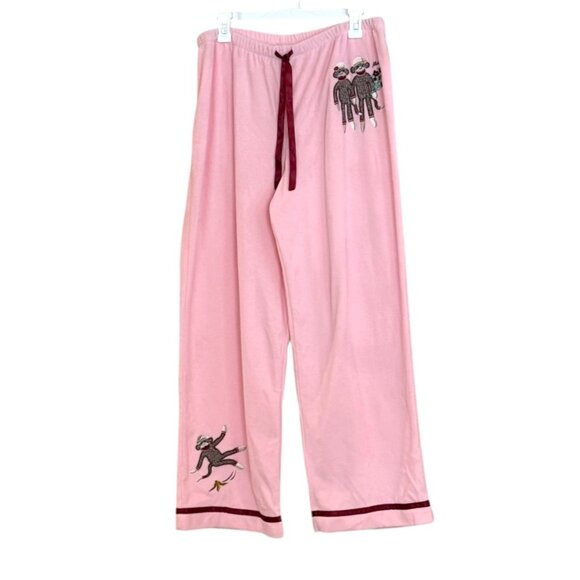 Nick & Nora Women's Sock Monkey Sleepwear Pants Pink Vintage Size Large NWT - Picture 10 of 10